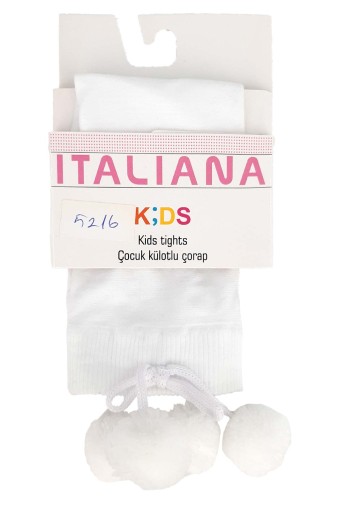 İTALİANA-DESENLİ - İtalina Kız Çocuk Ponponlu Dizaltı Çorap (1)
