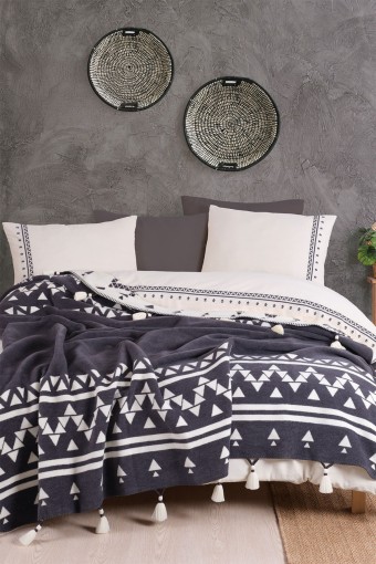 İYİ GECELER İSTANBUL - İyi Geceler İstanbul Battaniyeli Nevresim Takımı Keops 7 Parça Pamuklu