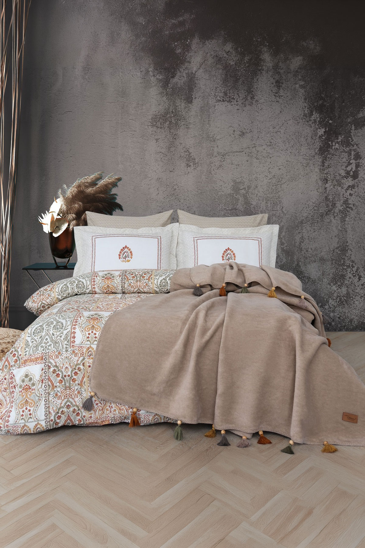 İyi Geceler İstanbul Battaniyeli Nevresim Takımı Sahara 7 Parça Pamuklu - Thumbnail