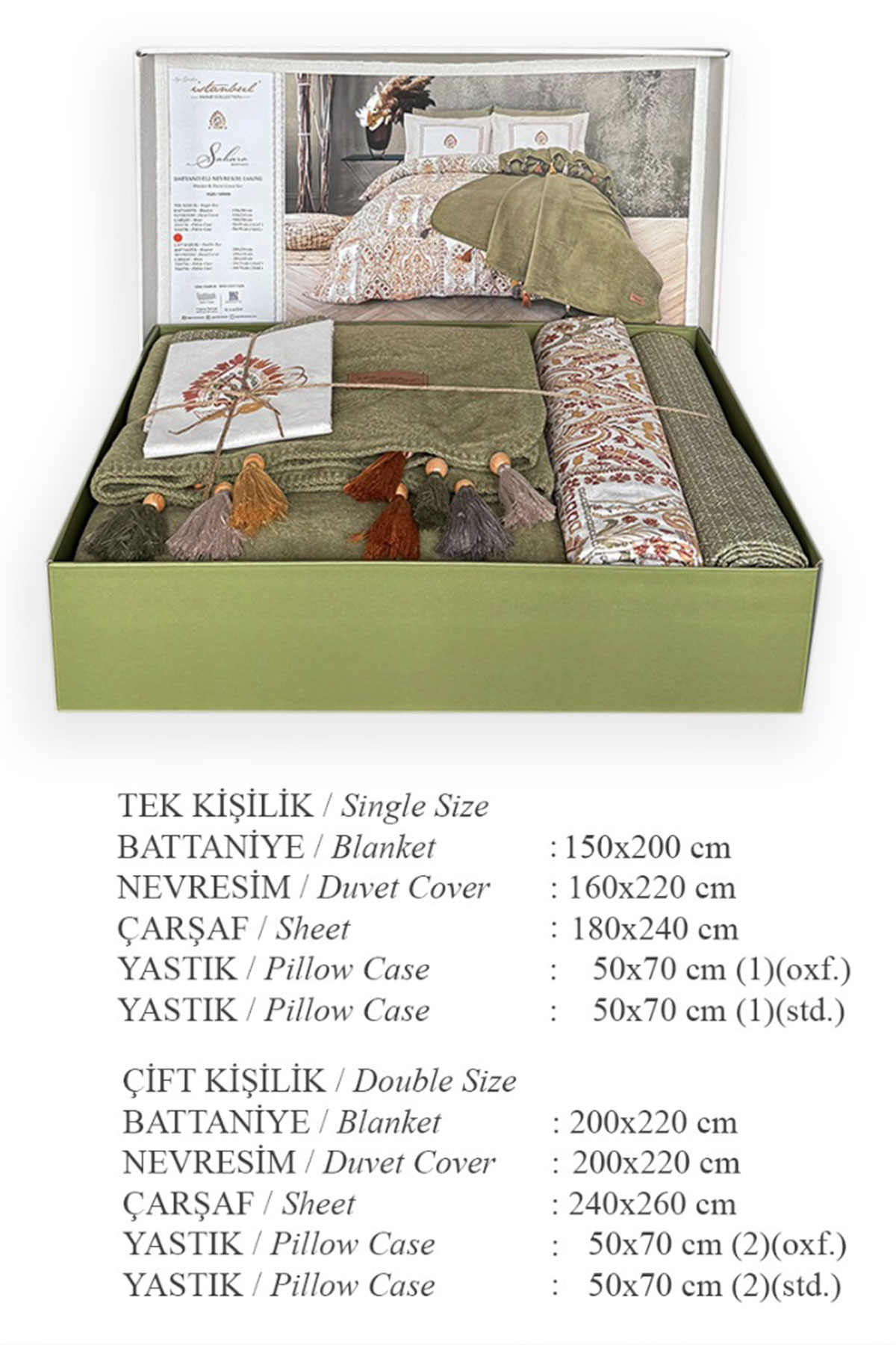 İyi Geceler İstanbul Battaniyeli Nevresim Takımı Sahara 7 Parça Pamuklu - Thumbnail