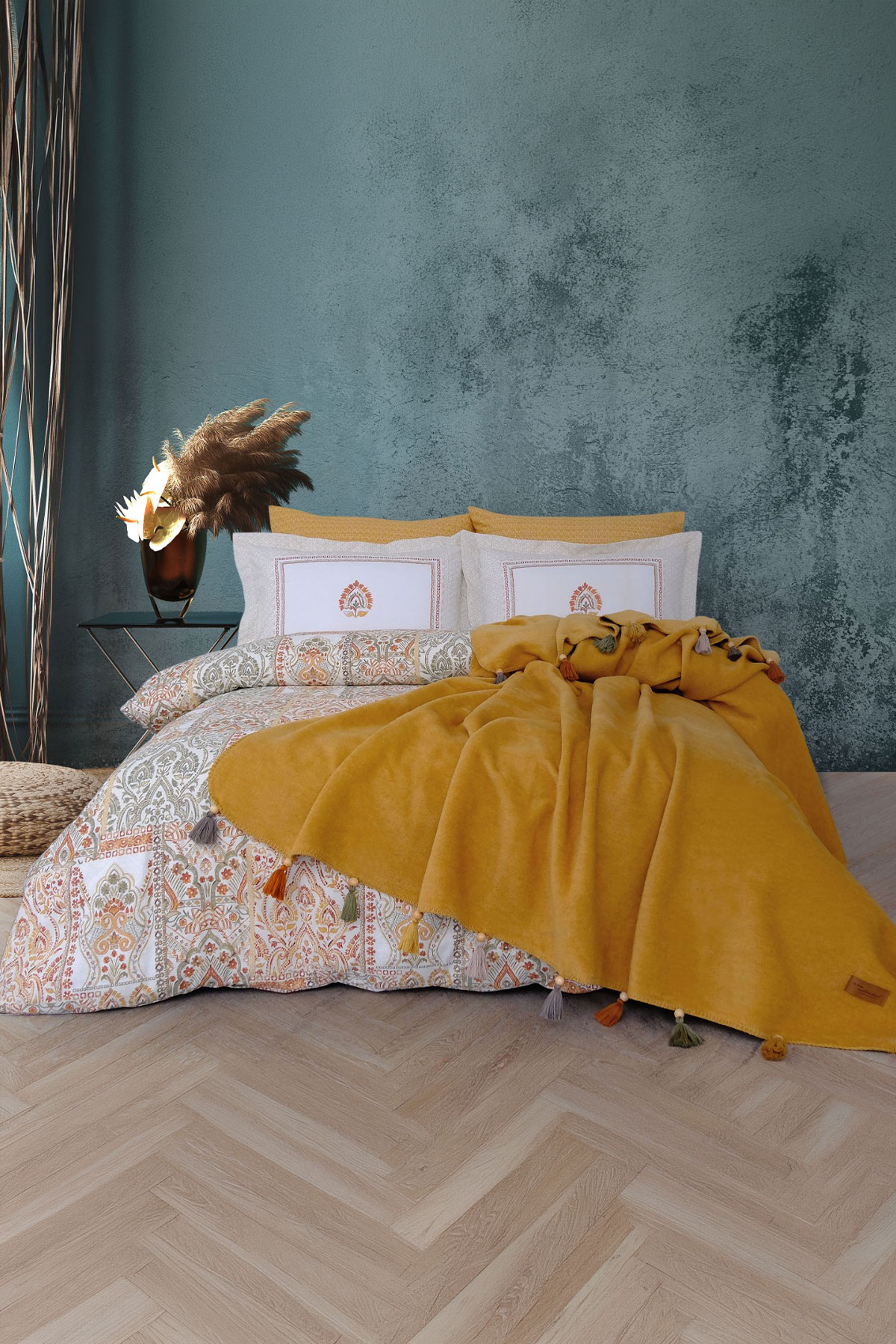 İyi Geceler İstanbul Battaniyeli Nevresim Takımı Sahara 7 Parça Pamuklu - Thumbnail