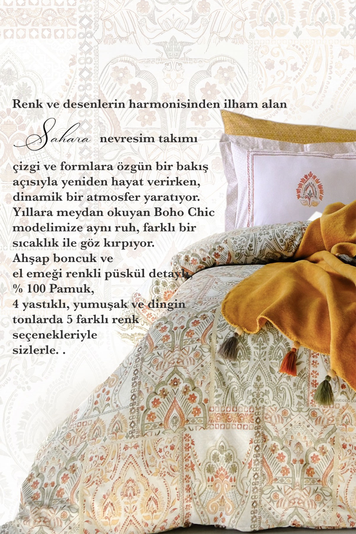 İyi Geceler İstanbul Battaniyeli Nevresim Takımı Sahara 7 Parça Pamuklu - Thumbnail