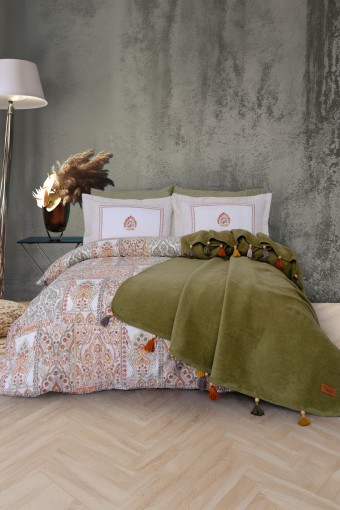 İYİ GECELER İSTANBUL - İyi Geceler İstanbul Battaniyeli Nevresim Takımı Sahara 7 Parça Pamuklu