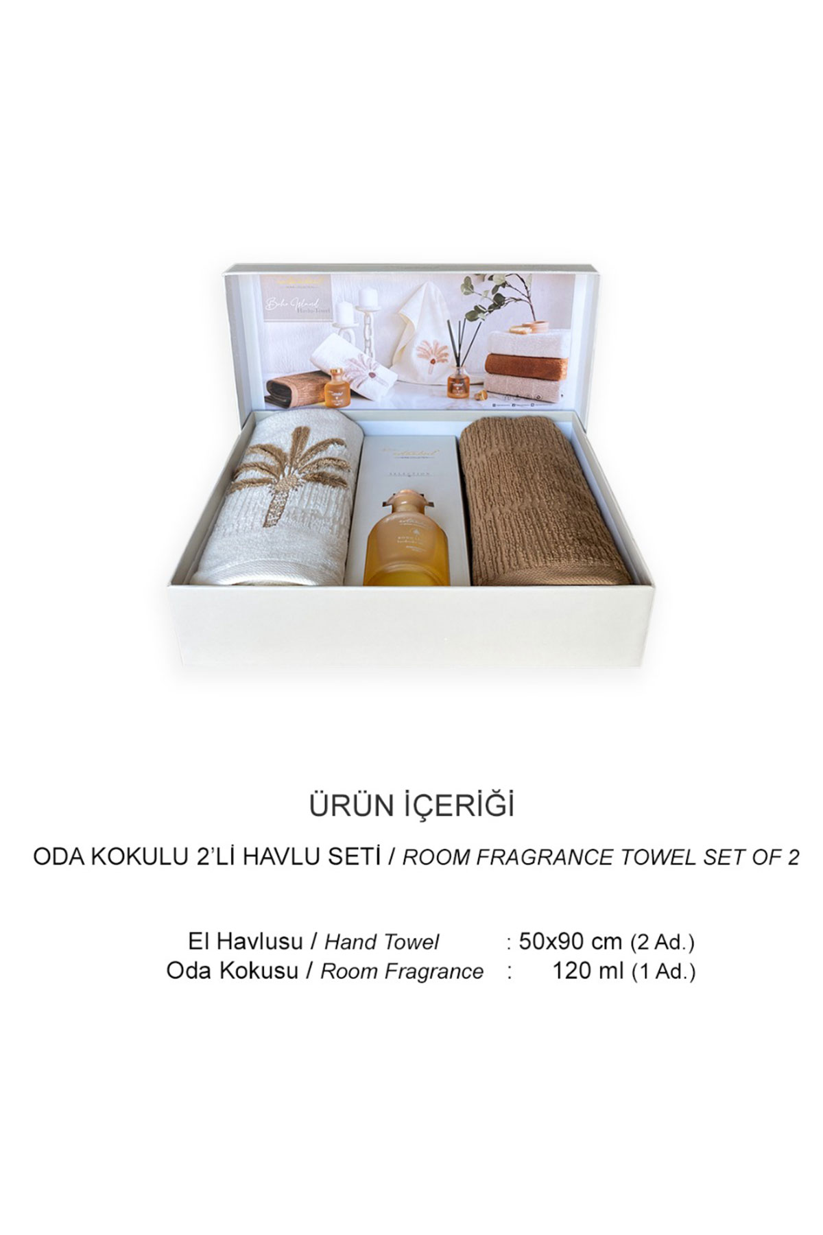 İyi Geceler İstanbul El Yüz Havlusu 50x90 Boho İsland Oda Kokulu 2'li Set Pamuklu - Thumbnail