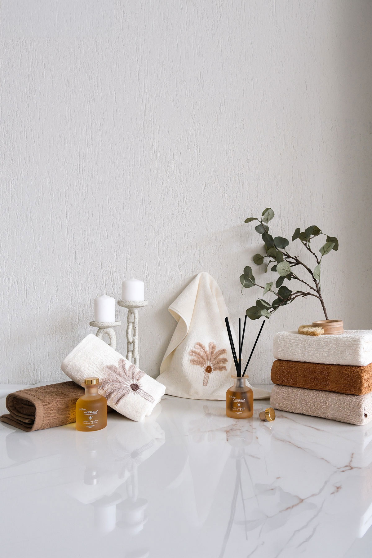 İyi Geceler İstanbul El Yüz Havlusu 50x90 Boho İsland Oda Kokulu 2'li Set Pamuklu - Thumbnail