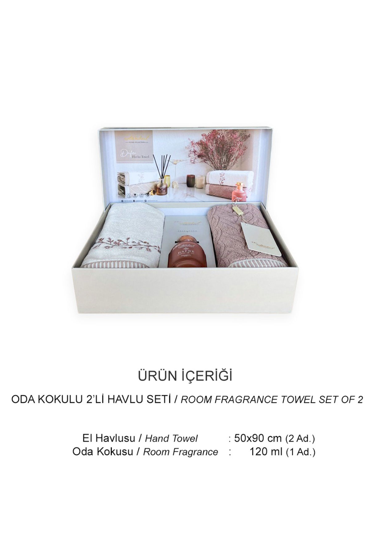 İyi Geceler İstanbul El Yüz Havlusu 50x90 Dafne Oda Kokulu 2'li Set Pamuklu - Thumbnail