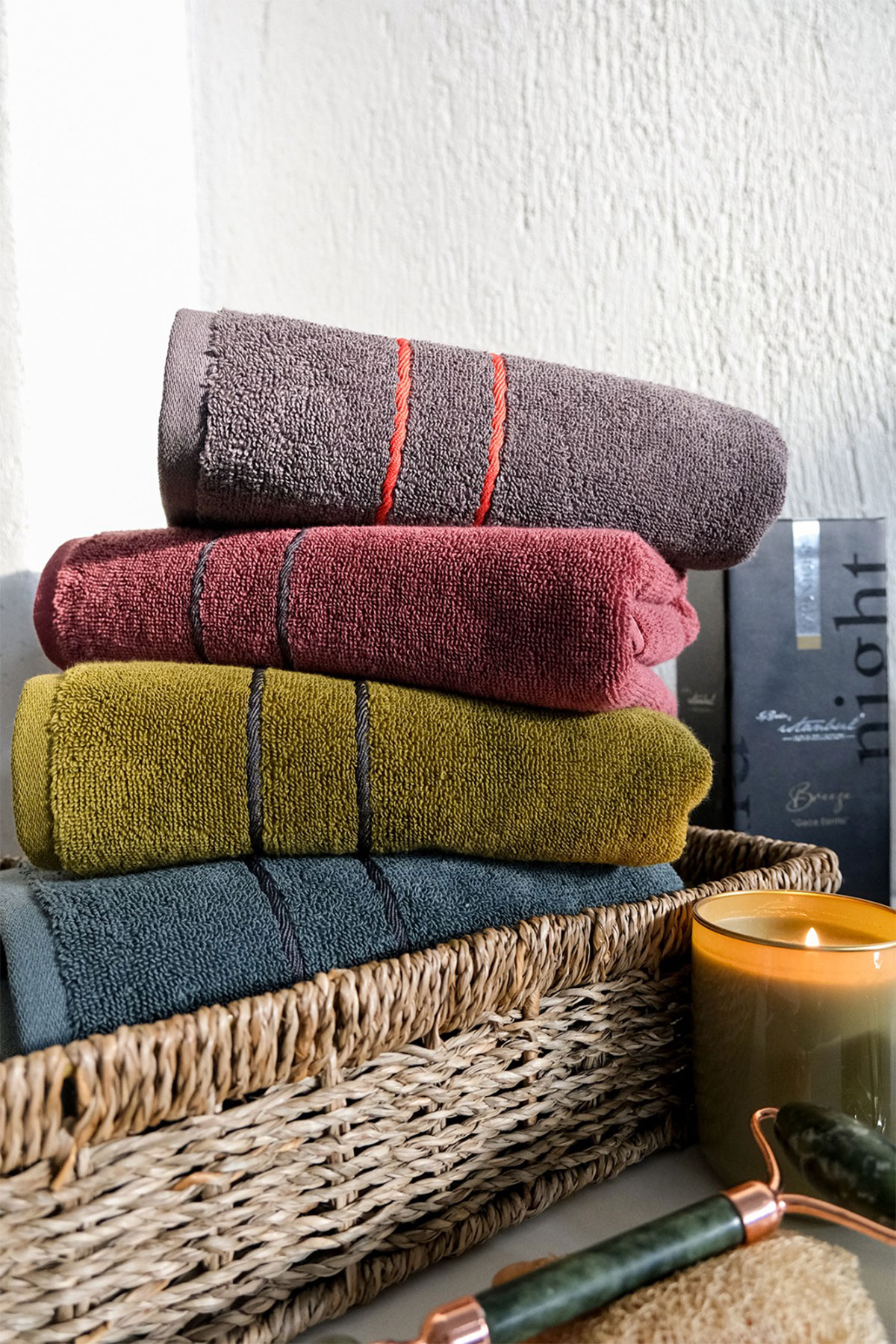 İyi Geceler İstanbul El Yüz Havlusu 50x90 Midnight Pamuklu - Thumbnail