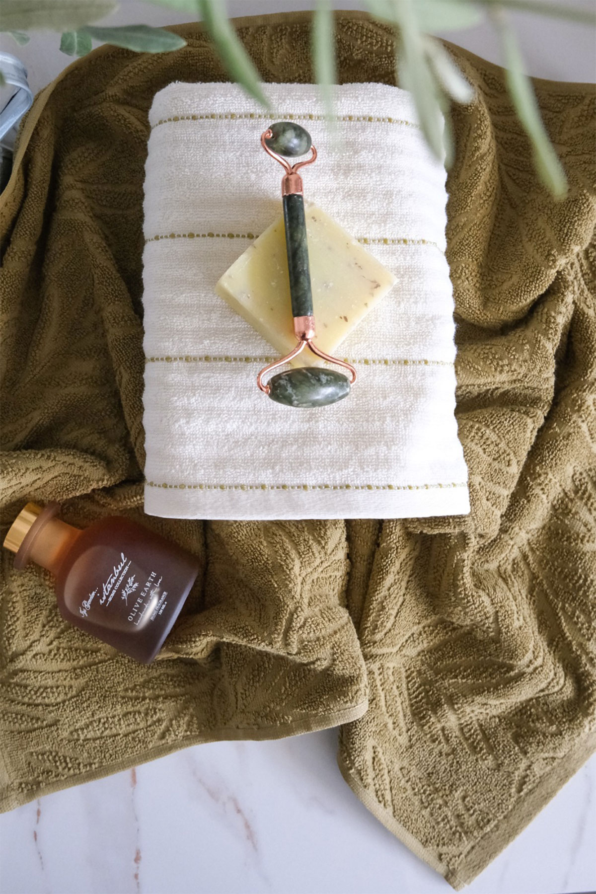 İyi Geceler İstanbul El Yüz Havlusu 50x90 Olive Earth Oda Kokulu 2'li Set Pamuklu - Thumbnail