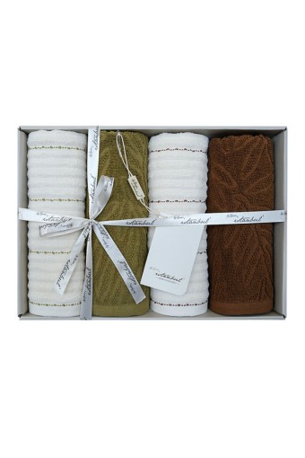 İYİ GECELER İSTANBUL - İyi Geceler İstanbul El Yüz Havlusu 50x90 Olive Earth Pamuklu