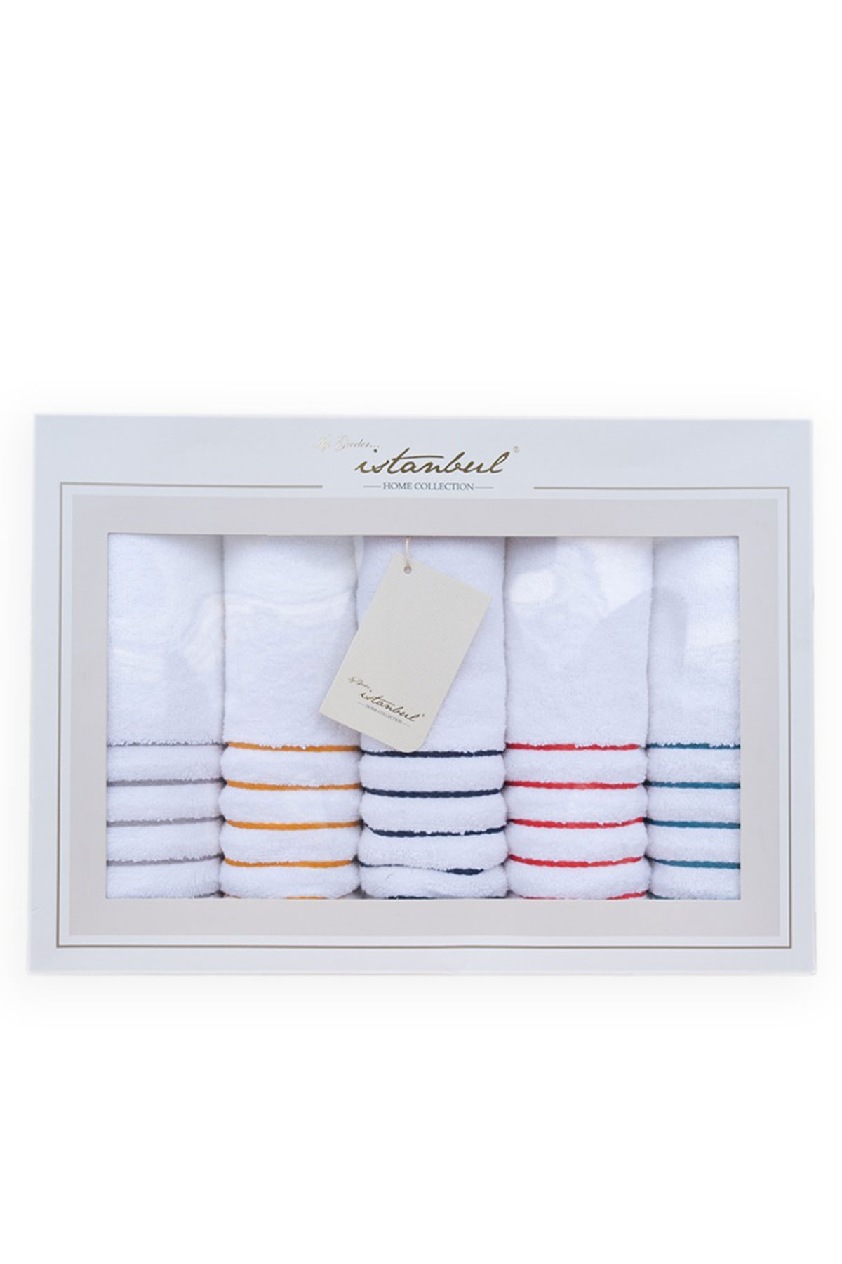 İyi Geceler İstanbul El Yüz Havlusu 50x90 White Line Pamuklu - Thumbnail