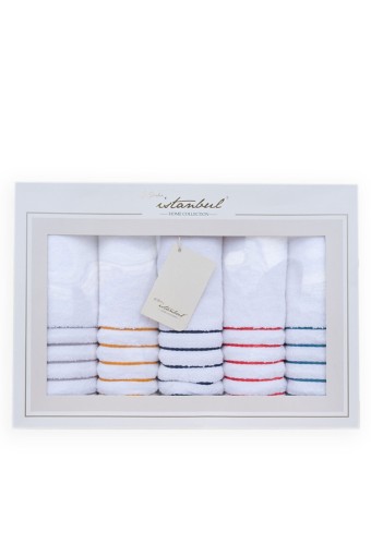 İYİ GECELER İSTANBUL - İyi Geceler İstanbul El Yüz Havlusu 50x90 White Line Pamuklu