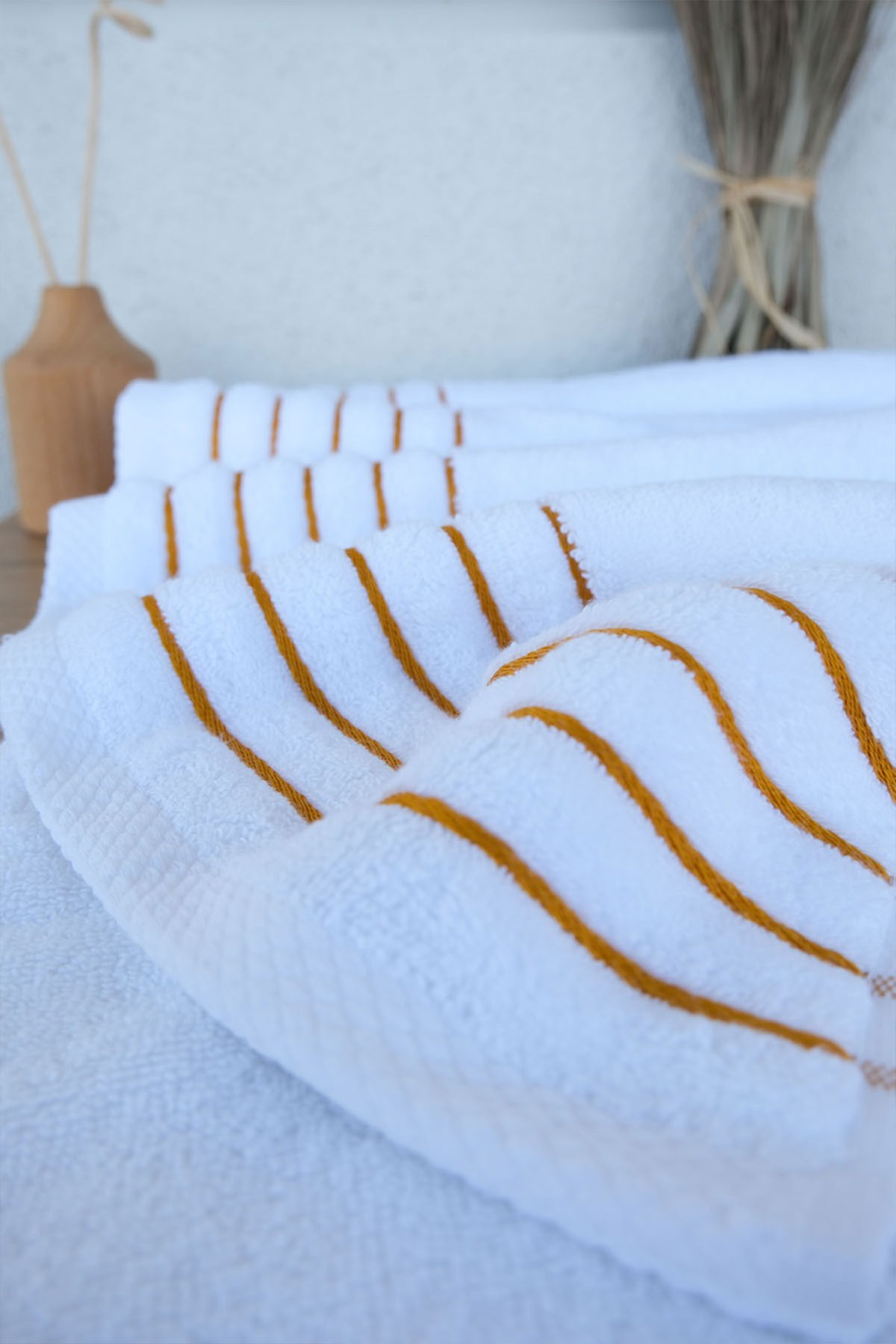 İyi Geceler İstanbul El Yüz Havlusu 50x90 White Line Pamuklu - Thumbnail