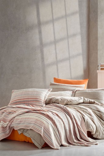 İYİ GECELER İSTANBUL - İyi Geceler İstanbul Nevresim Takımı Çift Kişilik Naturalist Pamuklu