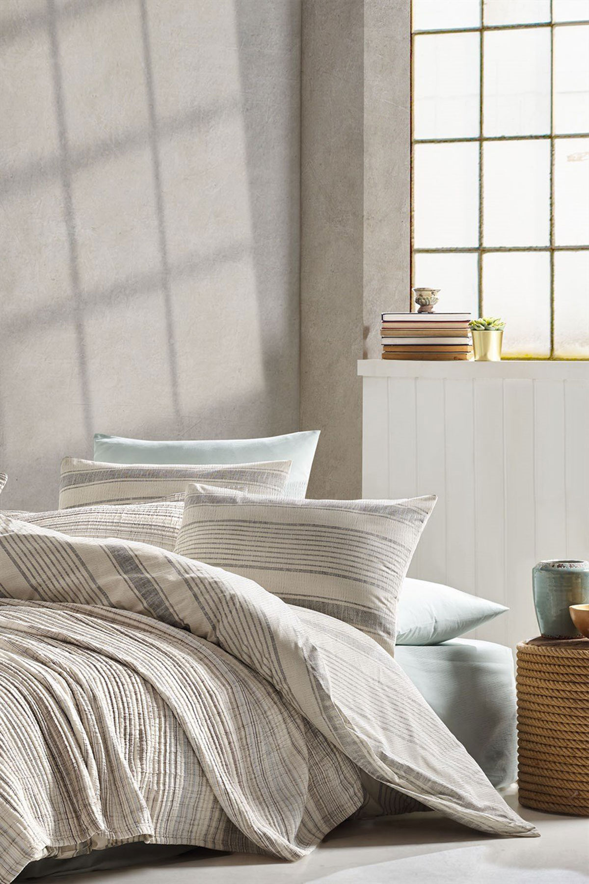 İyi Geceler İstanbul Nevresim Takımı Çift Kişilik Naturalist Pamuklu - Thumbnail