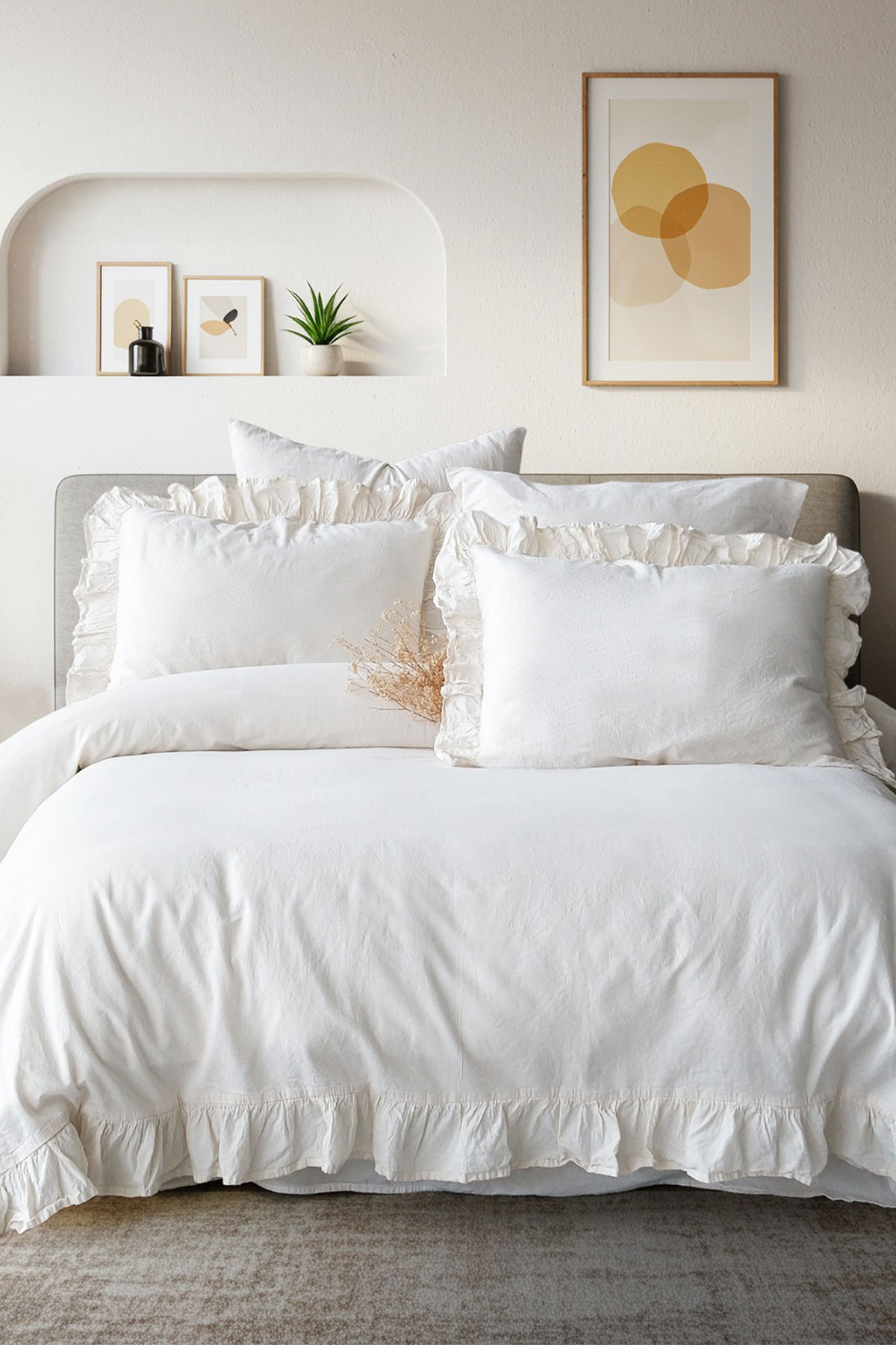 İyi Geceler İstanbul Nevresim Takımı Çift Kişilik Pastoral Fırfırlı Pamuklu - Thumbnail