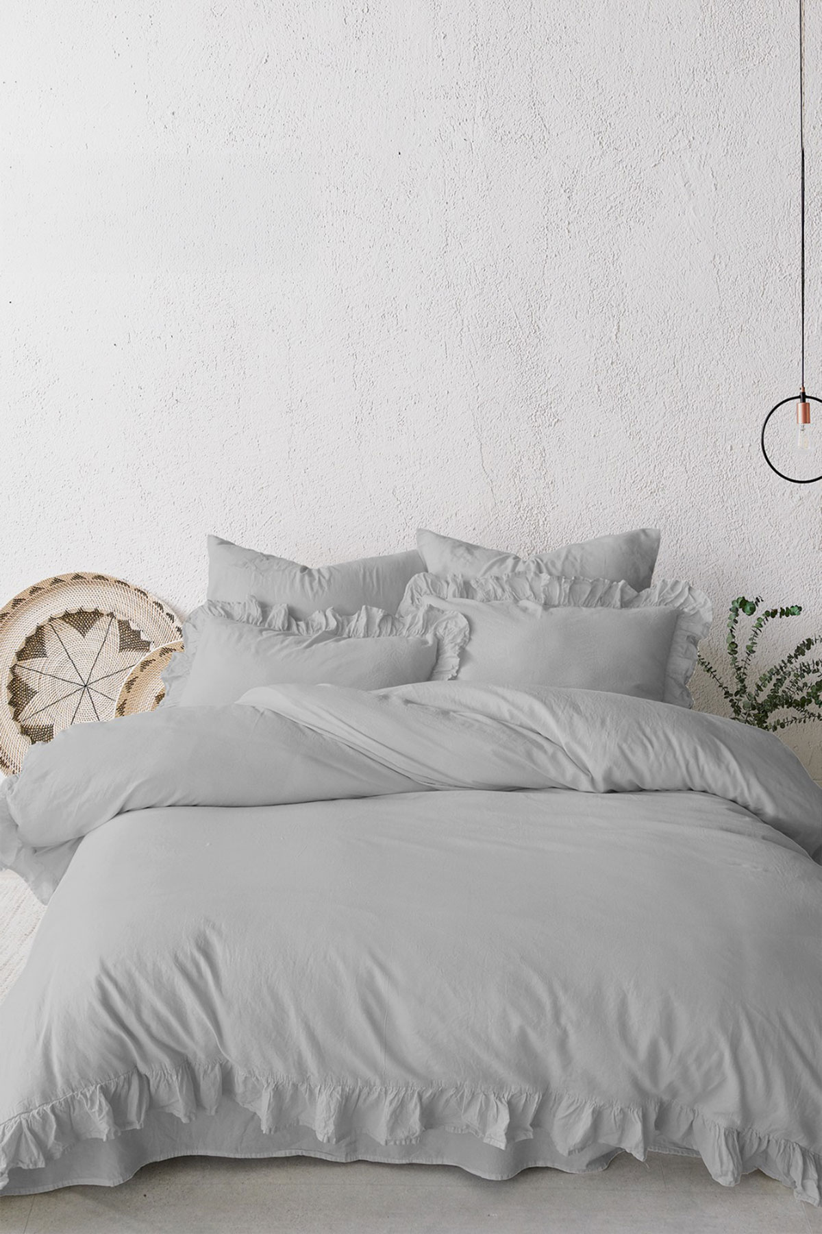 İyi Geceler İstanbul Nevresim Takımı Çift Kişilik Pastoral Fırfırlı Pamuklu - Thumbnail