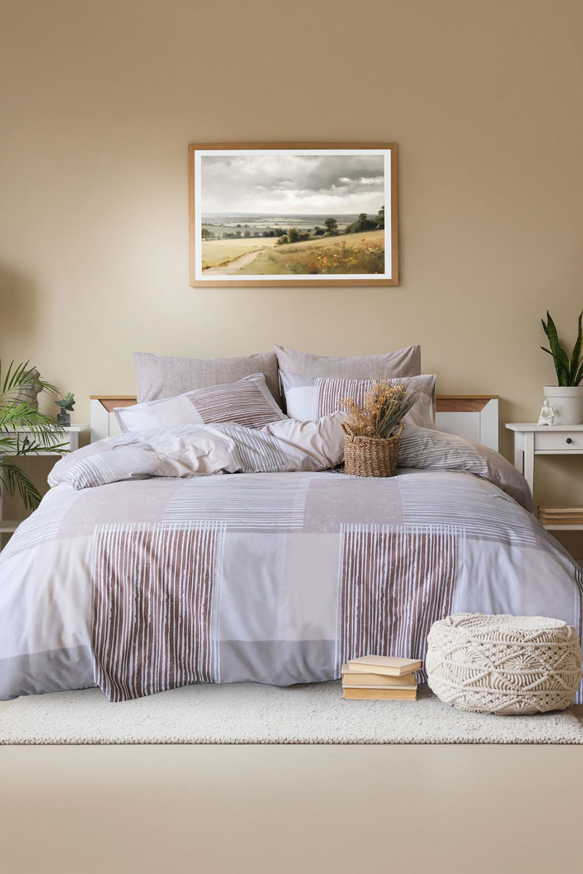 İyi Geceler İstanbul Nevresim Takımı Tek Kişilik Latte Pamuklu - Thumbnail