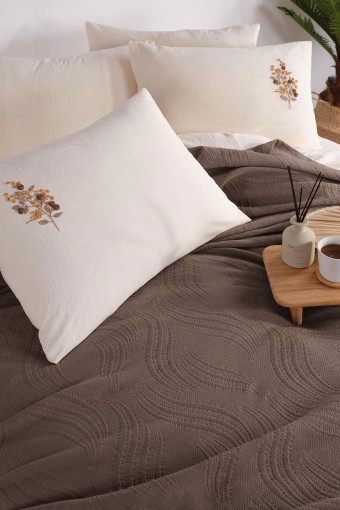 İYİ GECELER İSTANBUL - İyi Geceler İstanbul Nevresimli Pike Takımı Royal Crest 5 Parça Pamuklu (1)