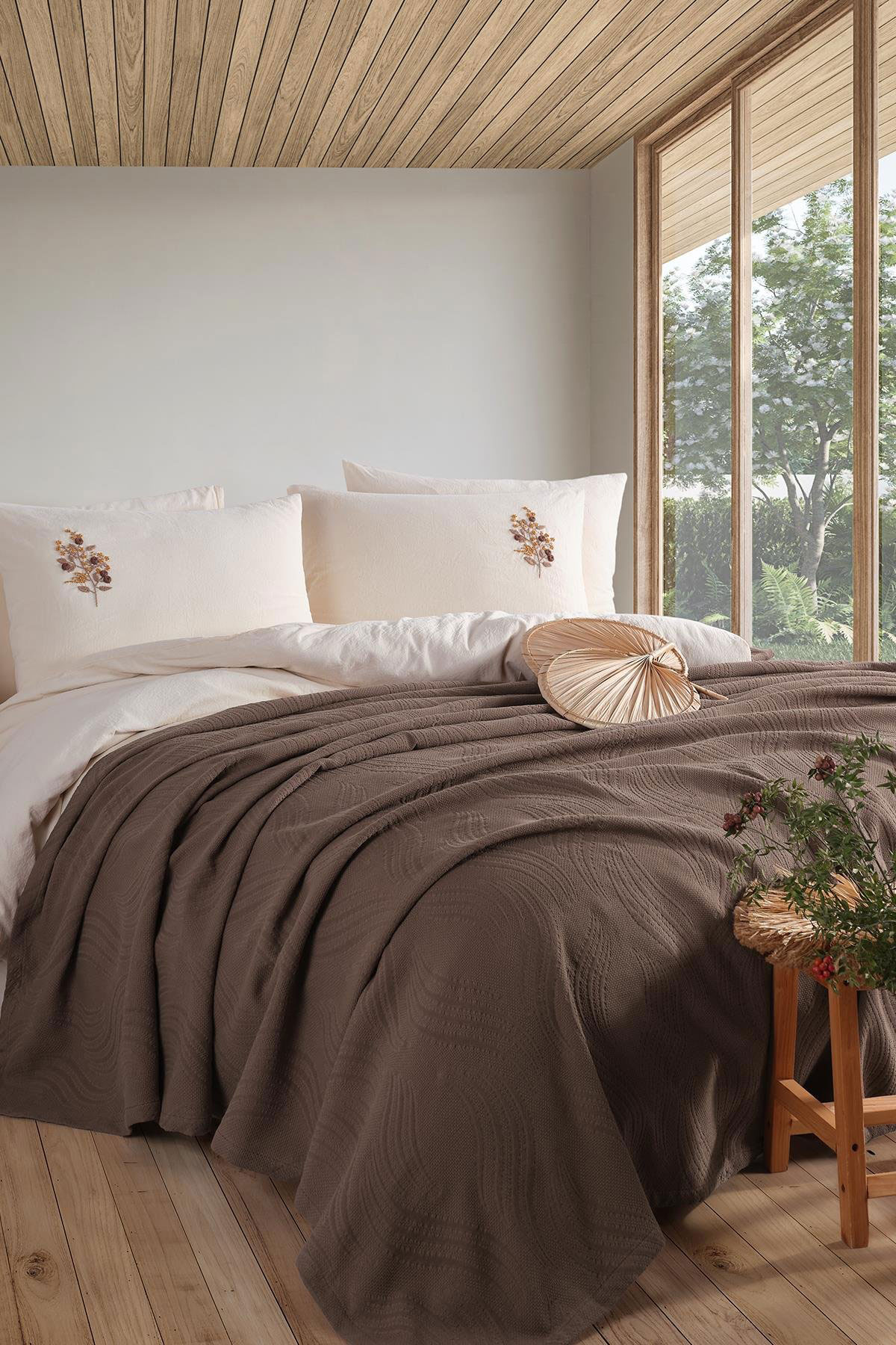 İyi Geceler İstanbul Nevresimli Pike Takımı Royal Crest 5 Parça Pamuklu - Thumbnail