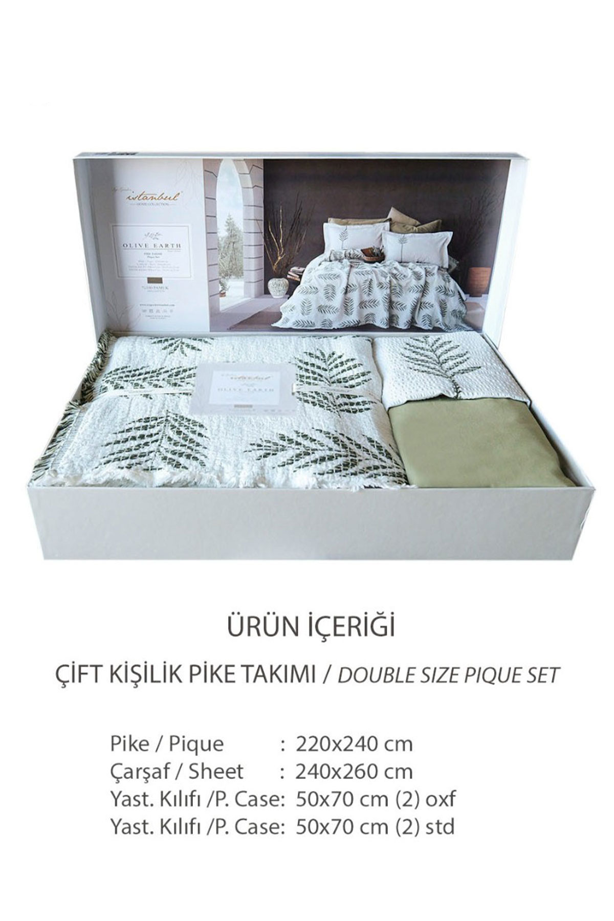 İyi Geceler İstanbul Pike Takımı Olive Earth 6 Parça Pamuklu - Thumbnail