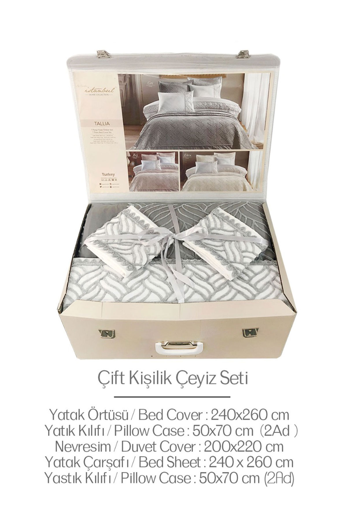 İyi Geceler İstanbul Yatak Örtülü Nevresim Takımı Tallia 7 Parça Pamuklu - Thumbnail