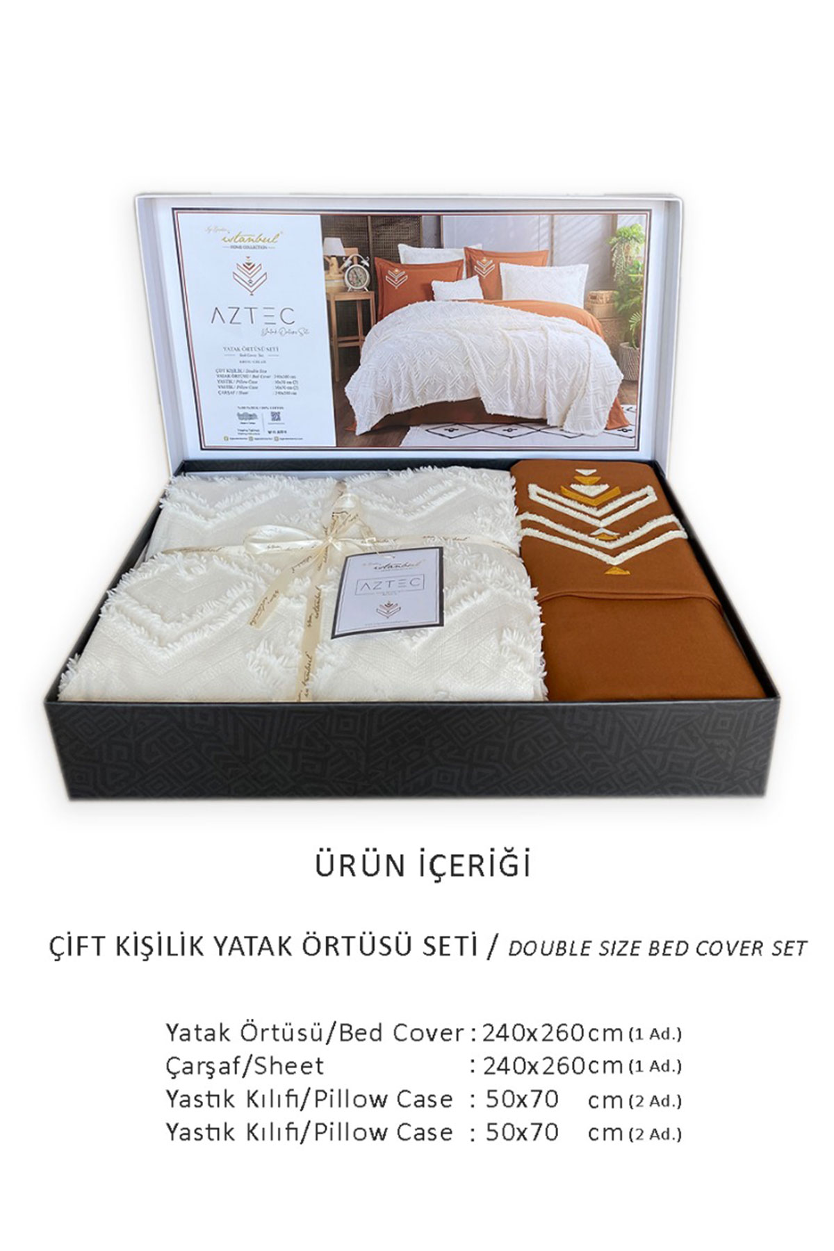 İyi Geceler İstanbul Yatak Örtüsü Takımı Aztec 6 Parça Pamuklu - Thumbnail