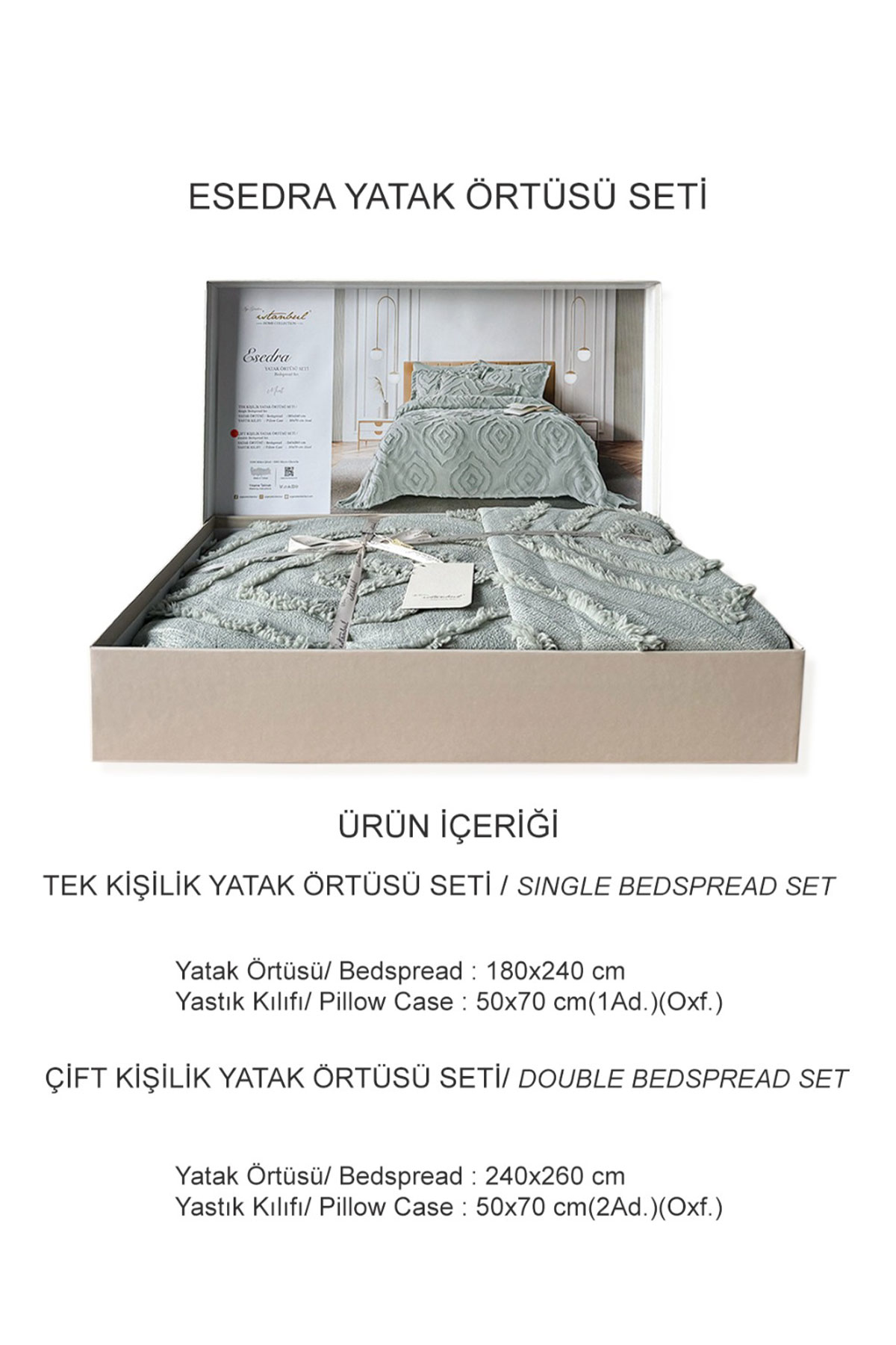 İyi Geceler İstanbul Yatak Örtüsü Takımı Esedra 3 Parça Pamuklu - Thumbnail
