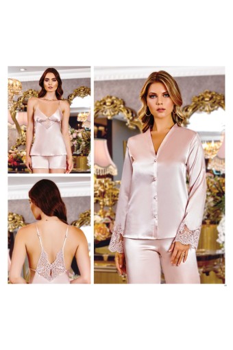 BATİSTA - Jeremi Kadın 6'lı Set Saten Takım - Pudra - 4XL (1)