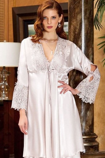 BATİSTA - Jeremi Kadın 6'lı Set Uzun Kol Dantel Detay - Ekru - XL