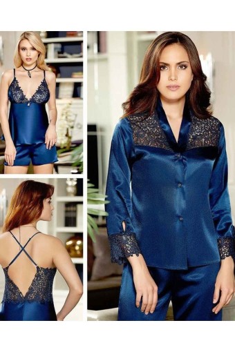 BATİSTA - Jeremi Kadın 6'lı Set Uzun Kol Dantel Detay - Lacivert - 2XL (1)