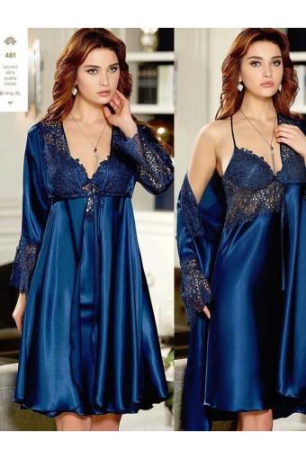 BATİSTA - Jeremi Kadın 6'lı Set Uzun Kol Dantel Detay - Lacivert - XL