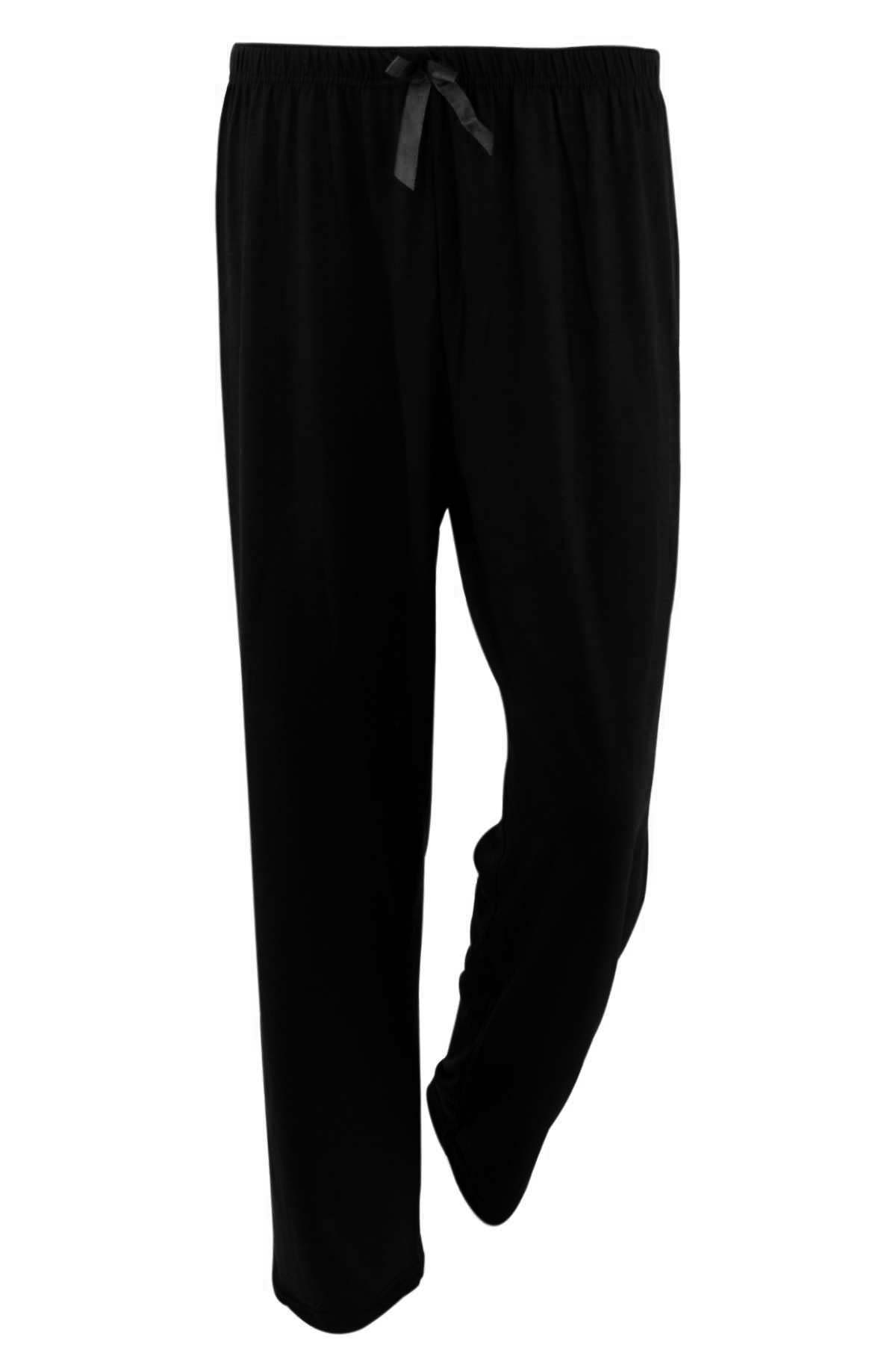 Kadın Tek Alt Yüksel Bel Pijama Viskon Kumaş - Lacivert - Thumbnail