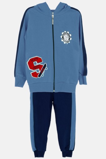 KARAMSA BEBE - Karamsa Erkek Çocuk 2'li Takım Hırkalı Skater - Açık İndigo