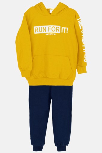 KARAMSA BEBE - Karamsa Erkek Çocuk 2'li Takım Kapşonlu Run For - Sarı