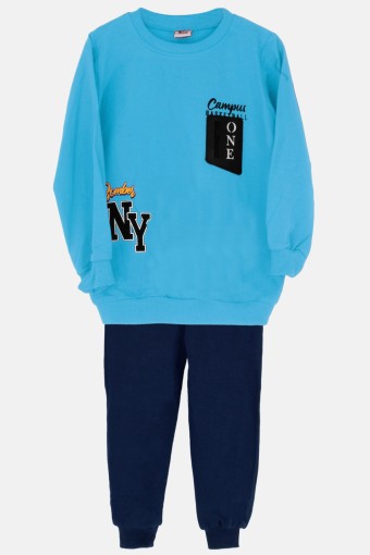 KARAMSA BEBE - Karamsa Erkek Çocuk 2'li Takım Ny Campüs - Açık Mavi