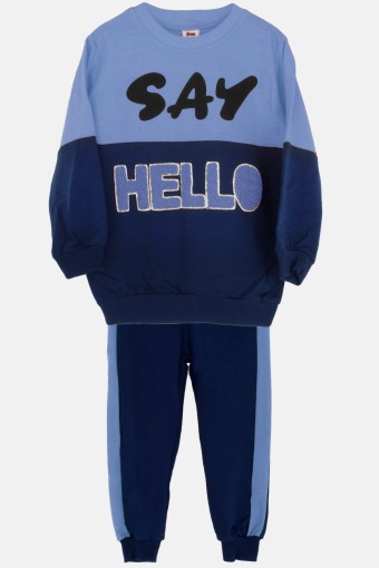 KARAMSA BEBE - Karamsa Erkek Çocuk 2'li Takım Say Hello - Açık İndigo