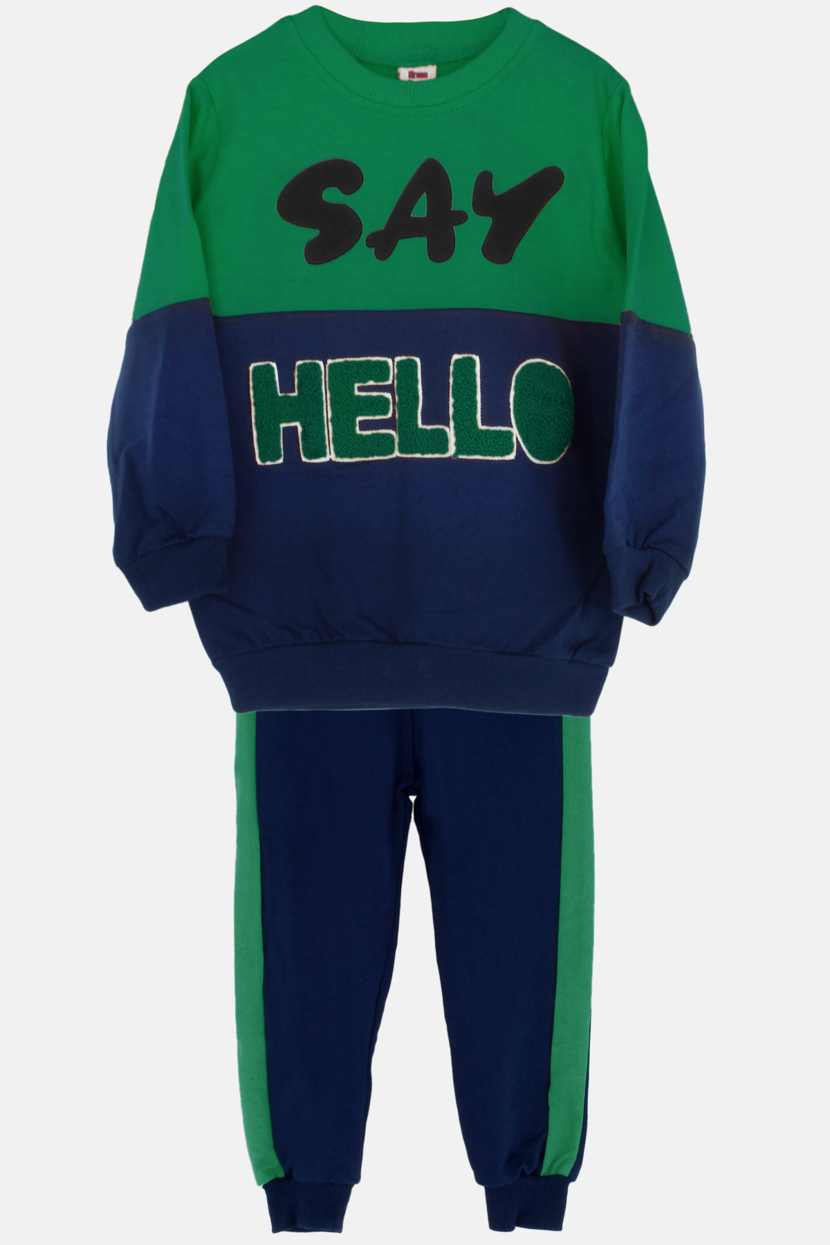 Karamsa Erkek Çocuk 2'li Takım Say Hello - Açık İndigo - Thumbnail