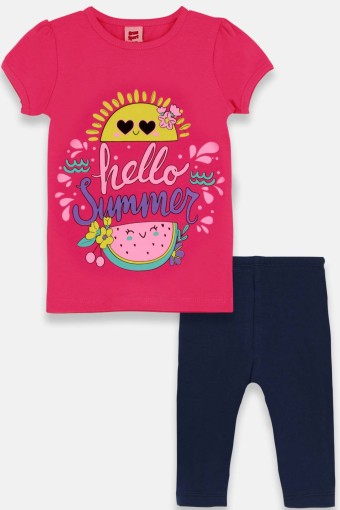 KARAMSA BEBE - Karamsa Kız Bebek Süprem Güneş Baskılı Alt Üst Takım - Fuşya