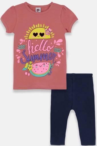 KARAMSA BEBE - Karamsa Kız Bebek Süprem Güneş Baskılı Alt Üst Takım - Gülkurusu