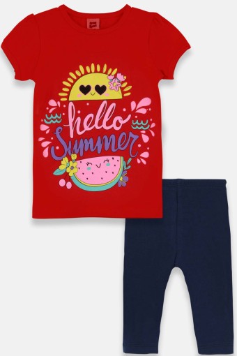 KARAMSA BEBE - Karamsa Kız Bebek Süprem Güneş Baskılı Alt Üst Takım - Kırmızı