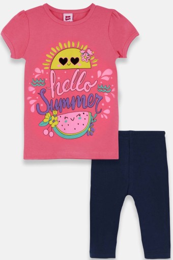 KARAMSA BEBE - Karamsa Kız Bebek Süprem Güneş Baskılı Alt Üst Takım - Pembe