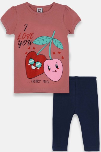 KARAMSA BEBE - Karamsa Kız Bebek Süprem Kiraz Baskılı Alt Üst Takım - Gülkurusu