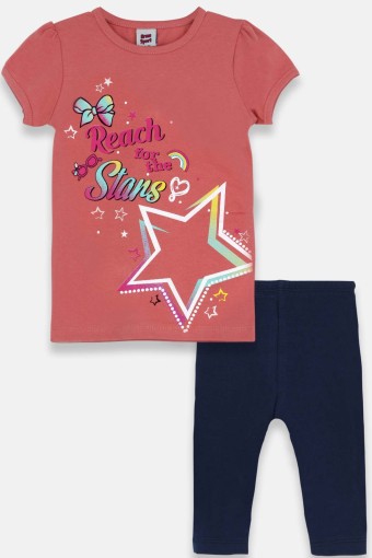 KARAMSA BEBE - Karamsa Kız Bebek Süprem Yıldız Baskılı Alt Üst Takım - Gülkurusu