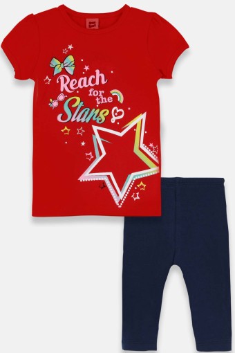 KARAMSA BEBE - Karamsa Kız Bebek Süprem Yıldız Baskılı Alt Üst Takım - Kırmızı