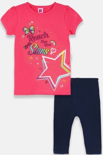 KARAMSA BEBE - Karamsa Kız Bebek Süprem Yıldız Baskılı Alt Üst Takım - Pembe