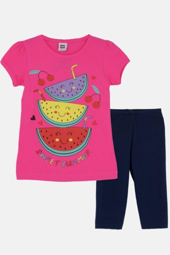 KARAMSA BEBE - Karamsa Kız Çocuk Şortlu Takım Karpuzlu - Fuşya