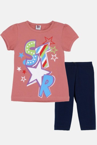 KARAMSA BEBE - Karamsa Kız Çocuk Şortlu Takım Star - Koyu Pembe