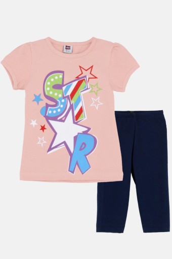 KARAMSA BEBE - Karamsa Kız Çocuk Şortlu Takım Star - Somon
