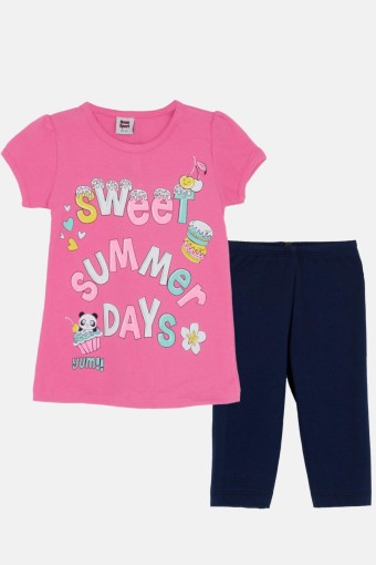 KARAMSA BEBE - Karamsa Kız Çocuk Şortlu Takım Sweat - Açık Pembe