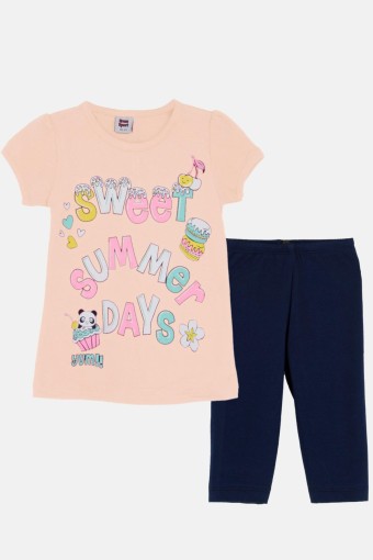 KARAMSA BEBE - Karamsa Kız Çocuk Şortlu Takım Sweat - Somon